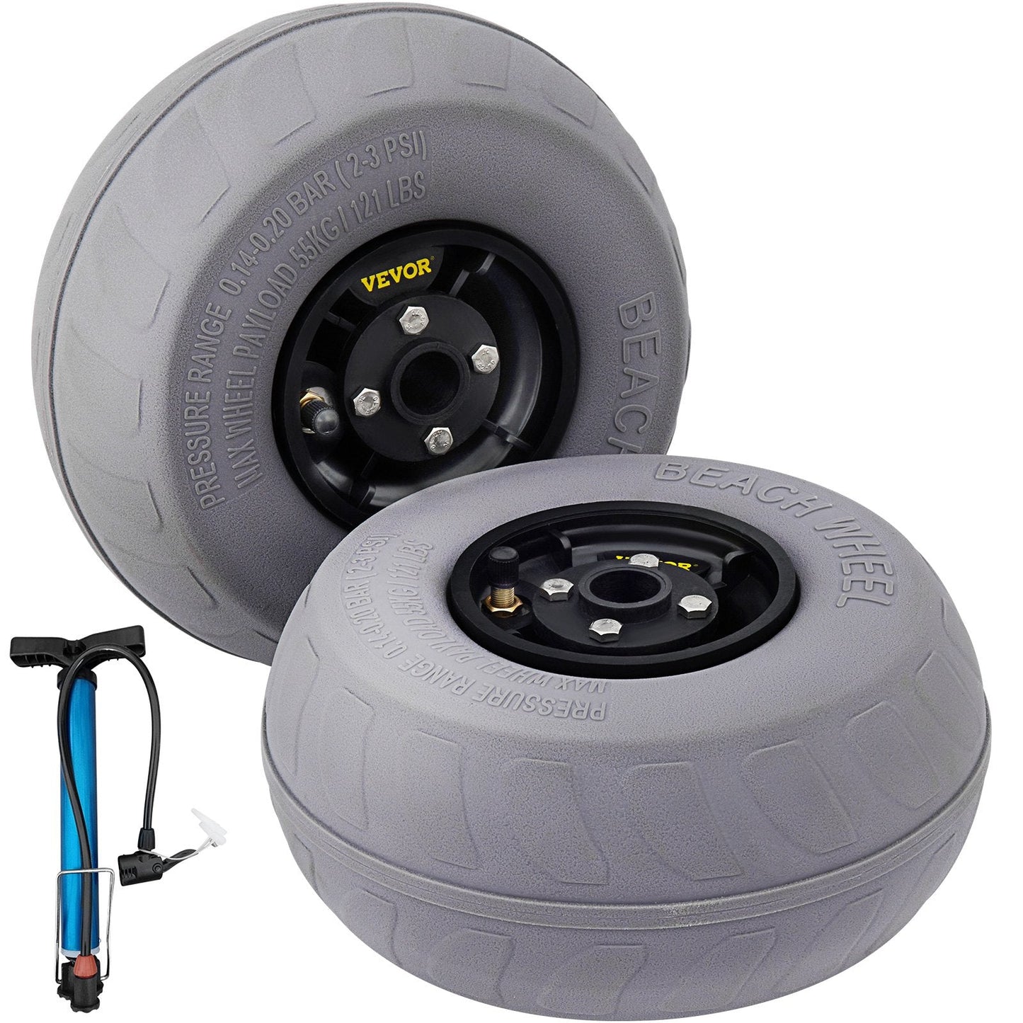 Inflatable PVC Beach Wheels (23 cm) - 35 kg Capacity for All Terrains