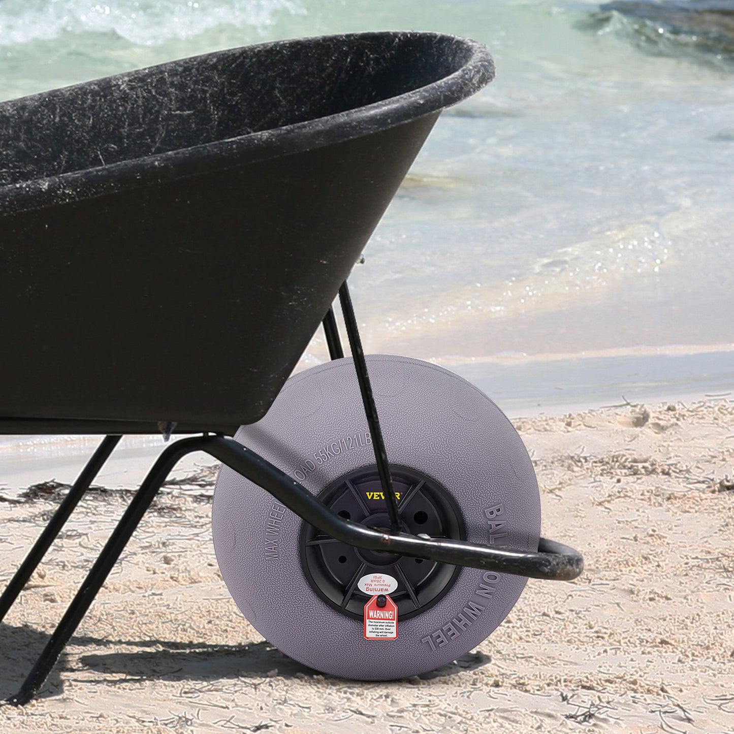 Beach Balloon Wheels, 33 cm Sand Tires with 81.5 cm Stainless Steel Axle, TPU Cart Tires for Kayak Dolly, Canoe Cart and Buggy with Air Pump, 2-Pack