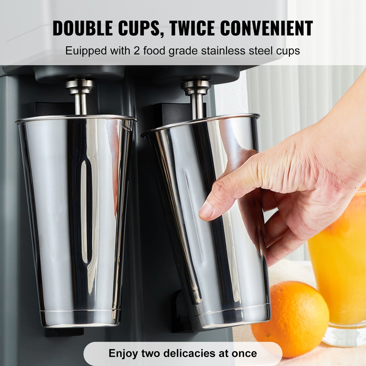 Double-Head Stainless Steel Milkshake Mixer with Adjustable Speeds and Timer