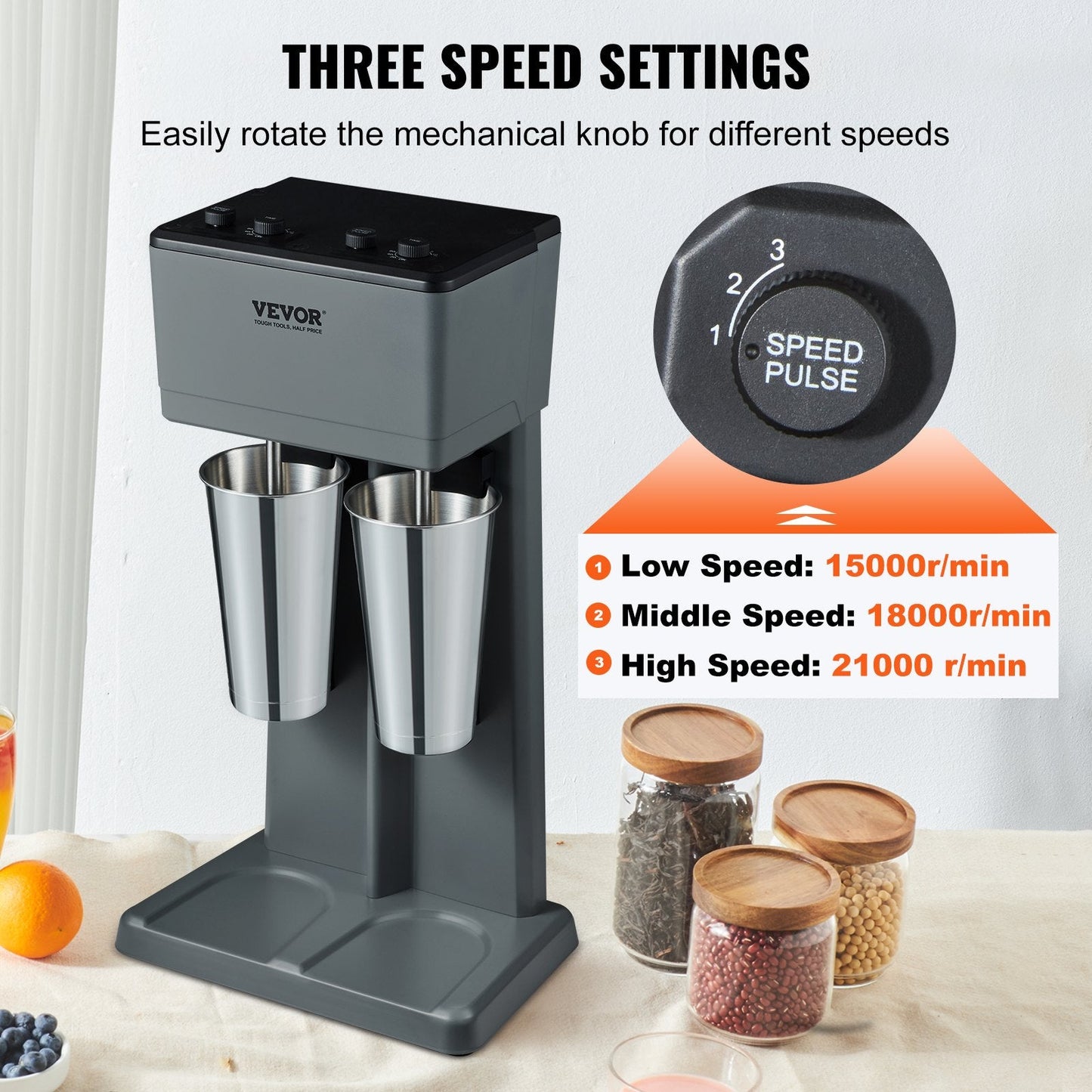 Double-Head Stainless Steel Milkshake Mixer with Adjustable Speeds and Timer