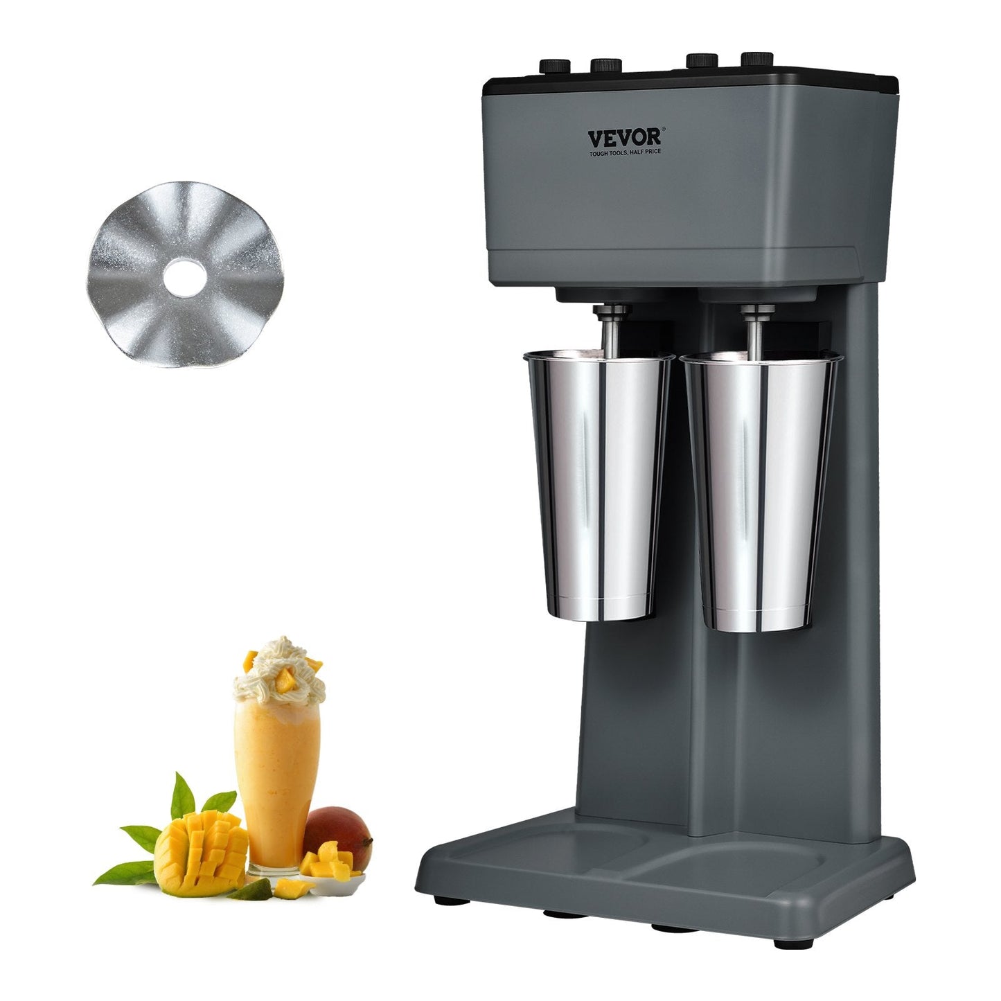 Double-Head Stainless Steel Milkshake Mixer with Adjustable Speeds and Timer
