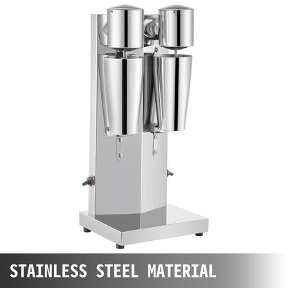 Commercial Double-Head Milkshake Maker with Stainless Steel Frother