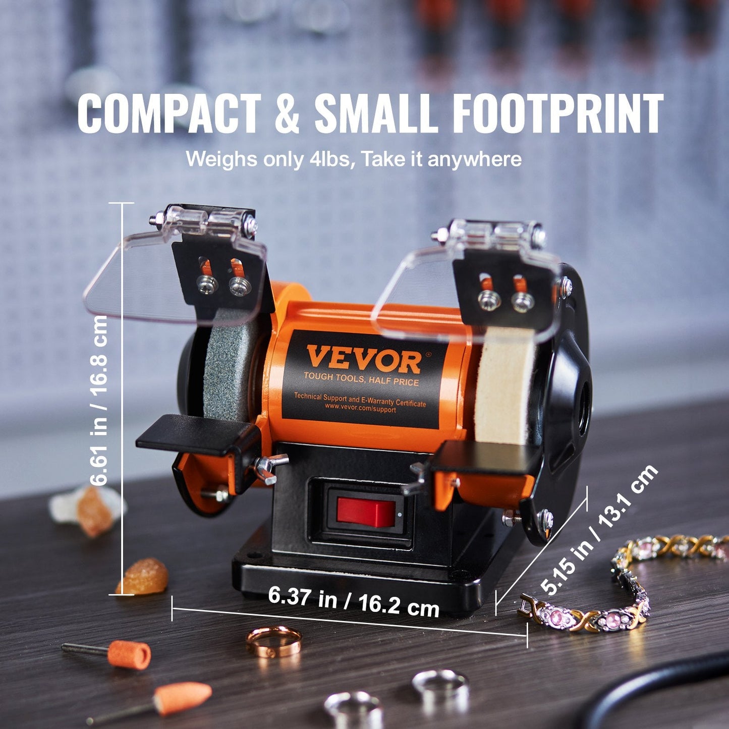 Jewelry Polisher with Variable Speed and Multiple Wheels, Compact Design, 1.8kg
