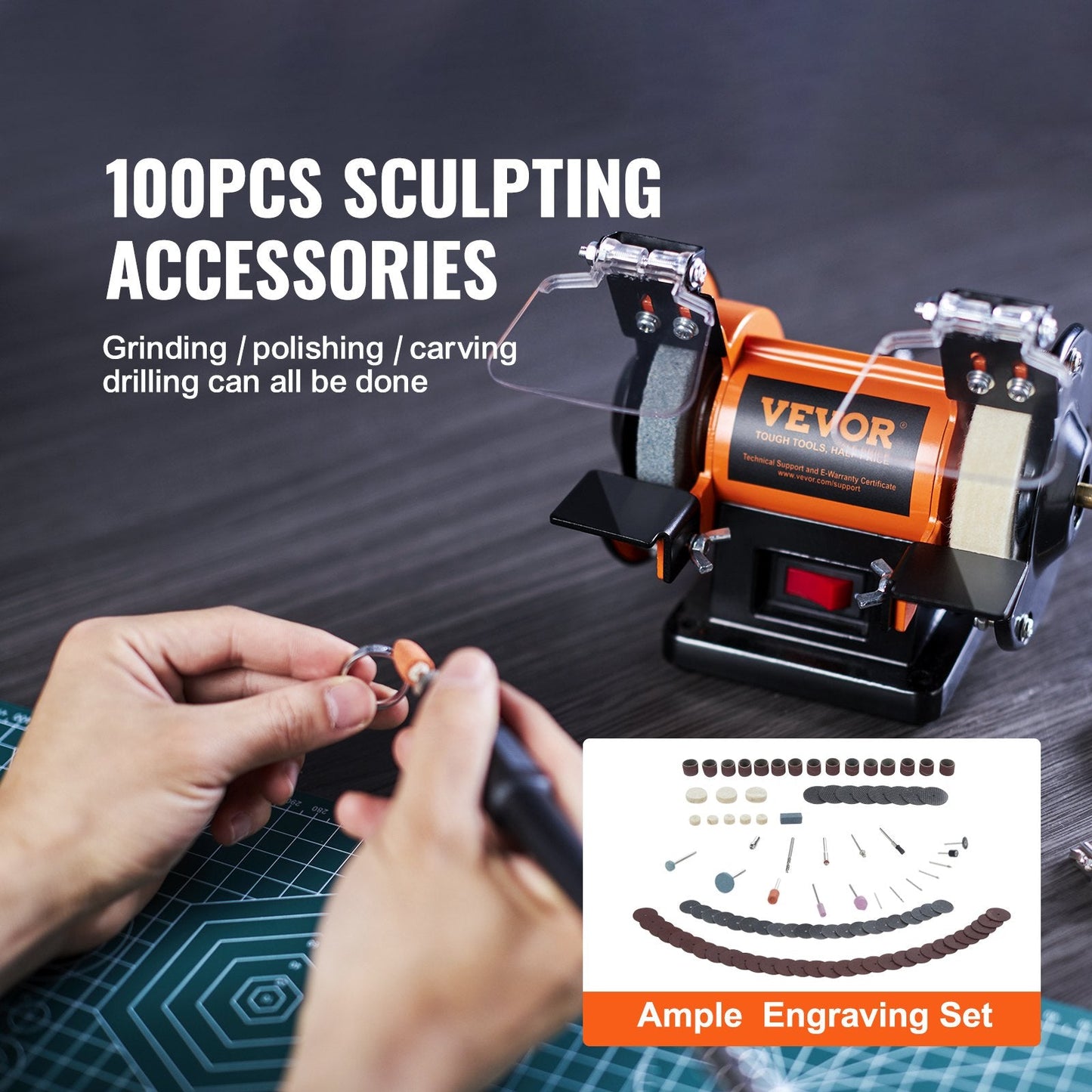 Jewelry Polisher with Variable Speed and Multiple Wheels, Compact Design, 1.8kg