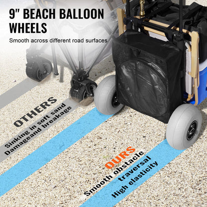 VEVOR Beach Dolly with Big Wheels for Sand, 20.1" x 14.6" Cargo Deck, w/ 9" Balloon