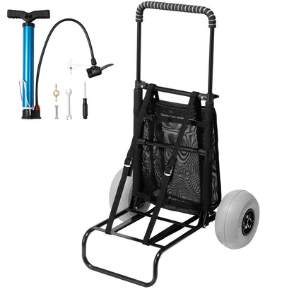 Heavy Duty Folding Beach Cart with Balloon Wheels, 0.51m x 0.37m Deck, 75kg Capacity