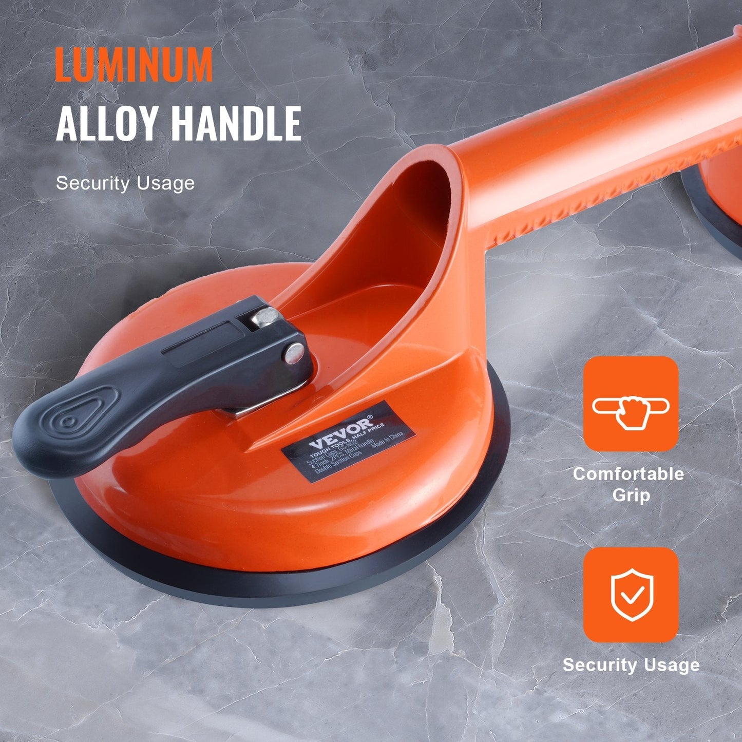 Heavy Duty Glass & Tile Lifter, 0.12m Suction Cups, 150kg Load Capacity, 2-Pack