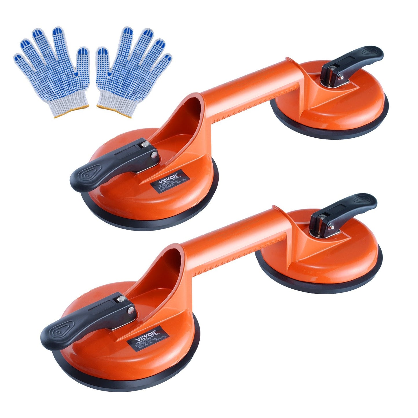 Heavy Duty Glass & Tile Lifter, 0.12m Suction Cups, 150kg Load Capacity, 2-Pack