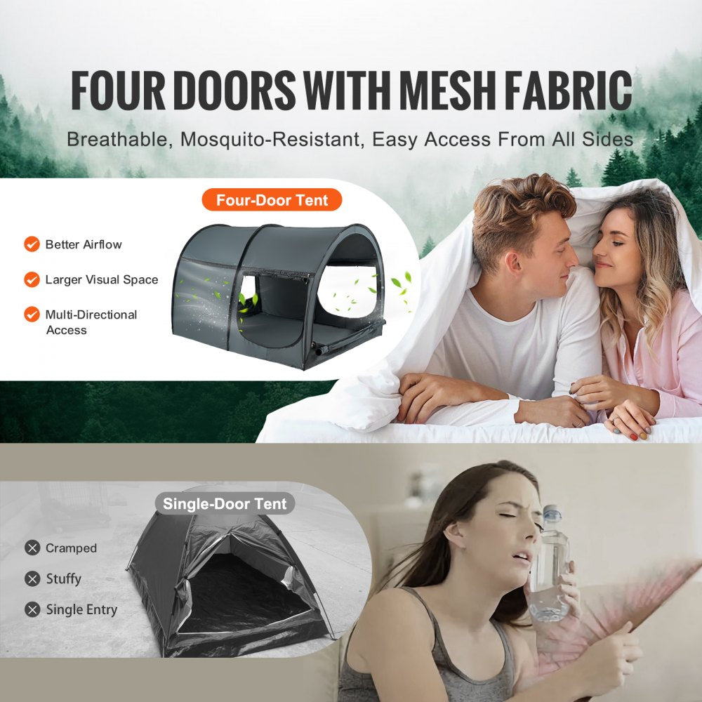VEVOR 4 Doors Bed Tent Breathable Tent Light Blackout with 7 mm Fiber Poles