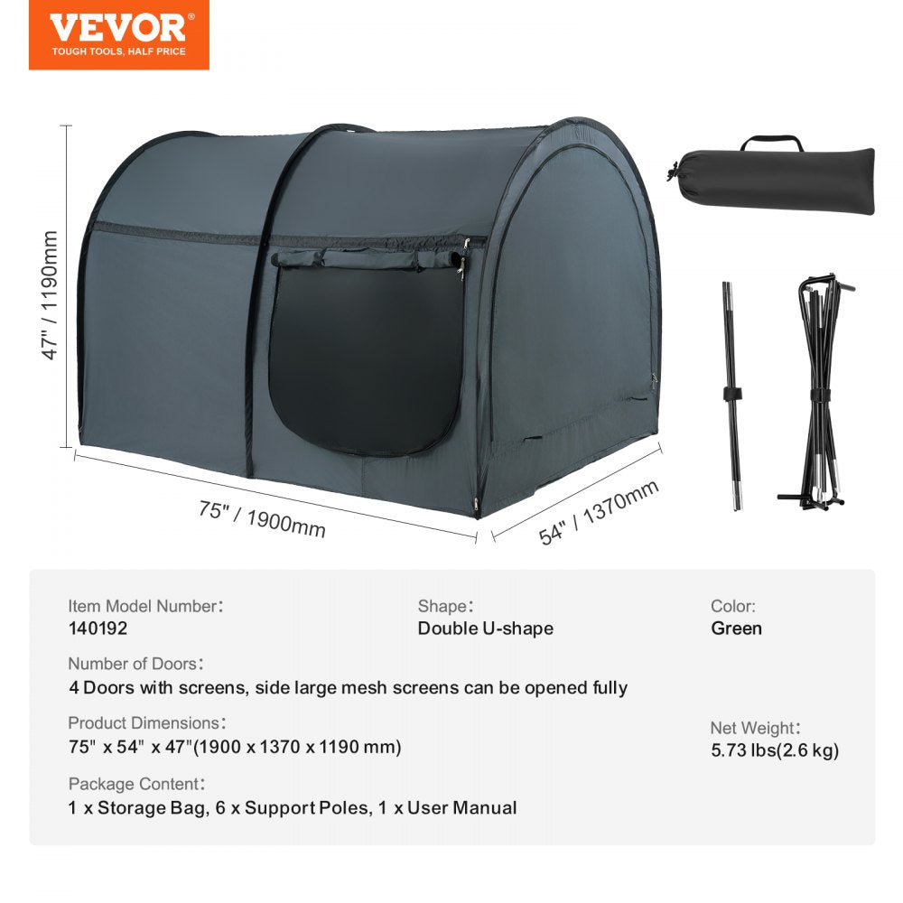 VEVOR 4 Doors Bed Tent Breathable Tent Light Blackout with 7 mm Fiber Poles