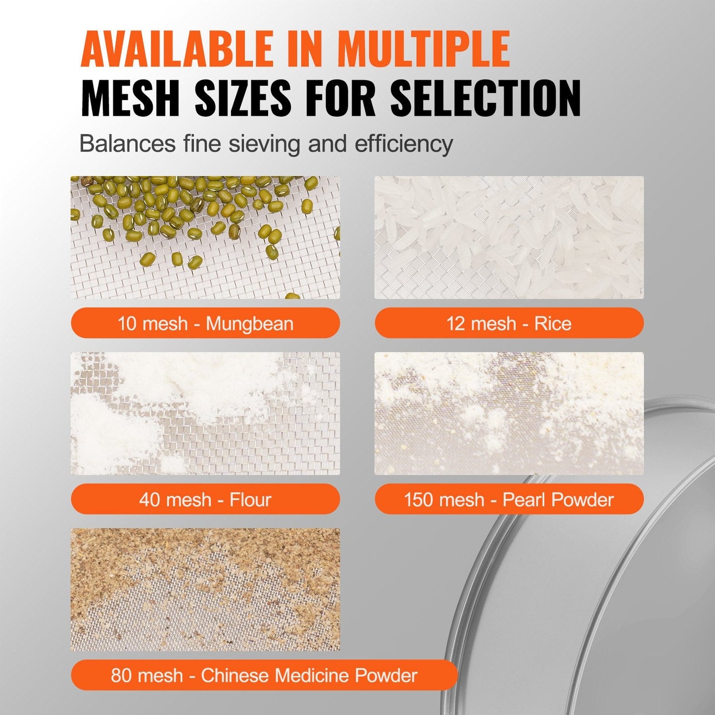 Fine Mesh Stainless Steel Flour Sifter, 150 Mesh, 0.4 kg, 320 mm Diameter