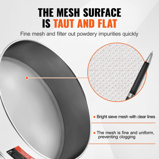Fine Mesh Stainless Steel Flour Sifter, 150 Mesh, 0.4 kg, 320 mm Diameter