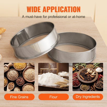 Fine Mesh Stainless Steel Flour Sifter, 150 Mesh, 0.4 kg, 320 mm Diameter