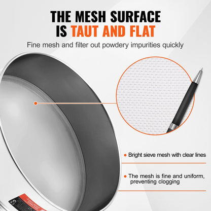 Stainless Steel Fine Mesh Flour Sifter, 0.32m Diameter for Baking and Sieving