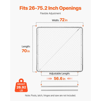 Chain Link Fence Gate Fit 3 ft x 4 ft Garden Fence Gate Posts Not Included