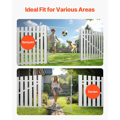 Chain Link Fence Gate Fit 3 ft x 4 ft Garden Fence Gate Posts Not Included