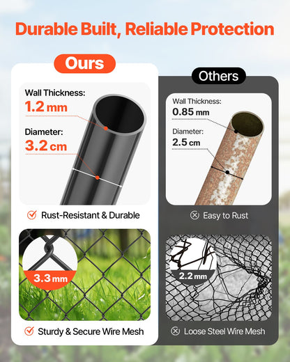 Chain Link Fence Gate, 183 x 122 cm, Adjustable Chain Link Fence Panel, Fit 67-183 cm (W) x 183 cm (H) Garden Fence Gate Opening, Fencing Gate with Plastic Coating, for Farm Black, Posts Not Included