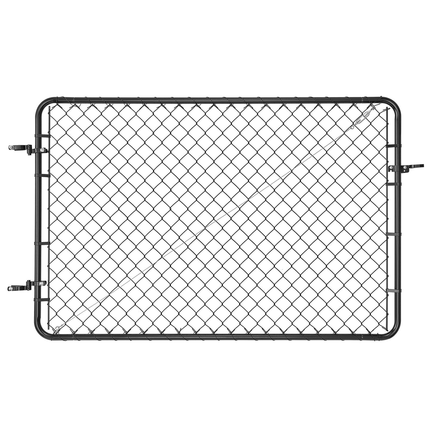 Chain Link Fence Gate, 183 x 122 cm, Adjustable Chain Link Fence Panel, Fit 67-183 cm (W) x 183 cm (H) Garden Fence Gate Opening, Fencing Gate with Plastic Coating, for Farm Black, Posts Not Included