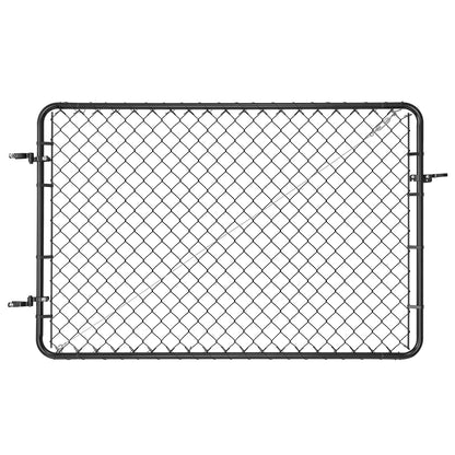 Chain Link Fence Gate, 183 x 122 cm, Adjustable Chain Link Fence Panel, Fit 67-183 cm (W) x 183 cm (H) Garden Fence Gate Opening, Fencing Gate with Plastic Coating, for Farm Black, Posts Not Included