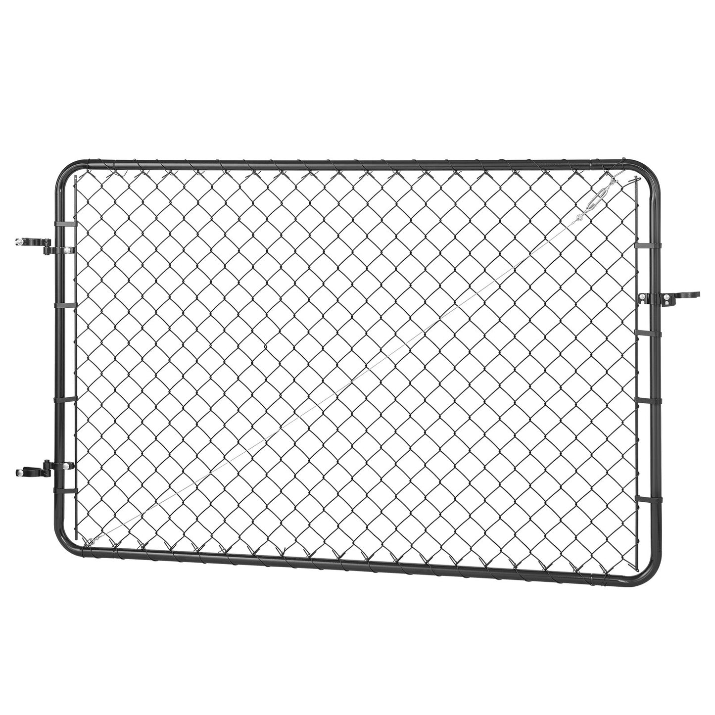 Chain Link Fence Gate, 183 x 122 cm, Adjustable Chain Link Fence Panel, Fit 67-183 cm (W) x 183 cm (H) Garden Fence Gate Opening, Fencing Gate with Plastic Coating, for Farm Black, Posts Not Included