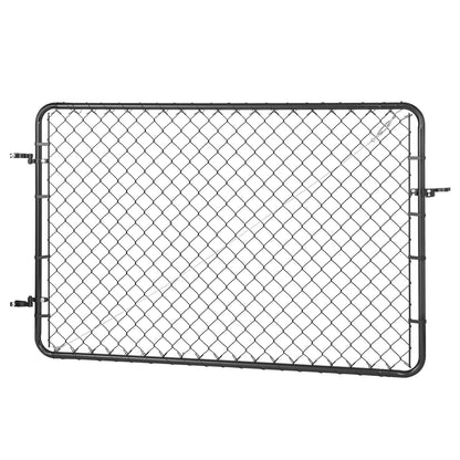 Chain Link Fence Gate, 183 x 122 cm, Adjustable Chain Link Fence Panel, Fit 67-183 cm (W) x 183 cm (H) Garden Fence Gate Opening, Fencing Gate with Plastic Coating, for Farm Black, Posts Not Included