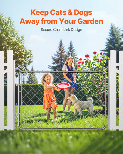 Chain Link Fence Gate, 183 x 122 cm, Adjustable Chain Link Fence Panel, Fit 67-183 cm (W) x 183 cm (H) Garden Fence Gate Opening, Rust-Resistant Galvanized Fencing Gate for Farm, Posts Not Included