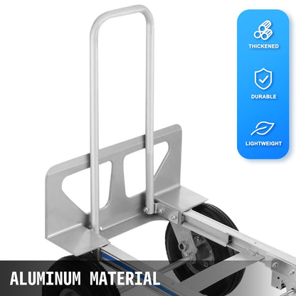 Aluminum 3-in-1 Folding Hand Truck & Dolly with 250kg Capacity, 10" Pneumatic Tires