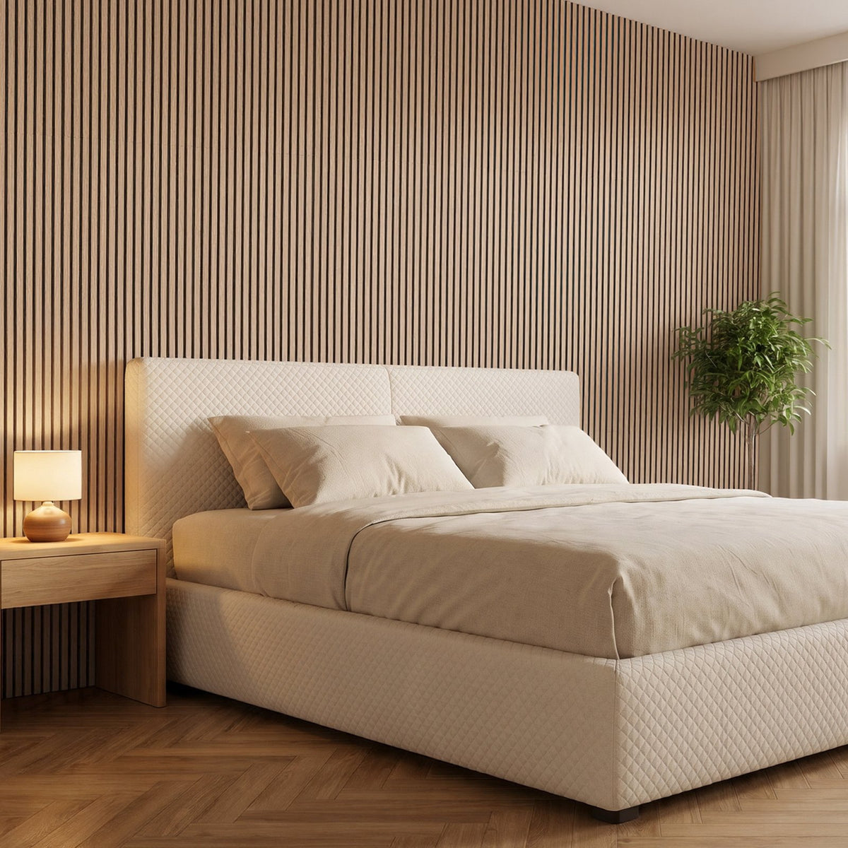 Wood Wall Panels, 1200 x 600 mm, Oak Acoustic Slat Panels, Sound Absorbing for Living Rooms, Bedrooms, Offices, and Studios, Interior Wall Decor, PET Construction, Screw Kit, 8-Pack