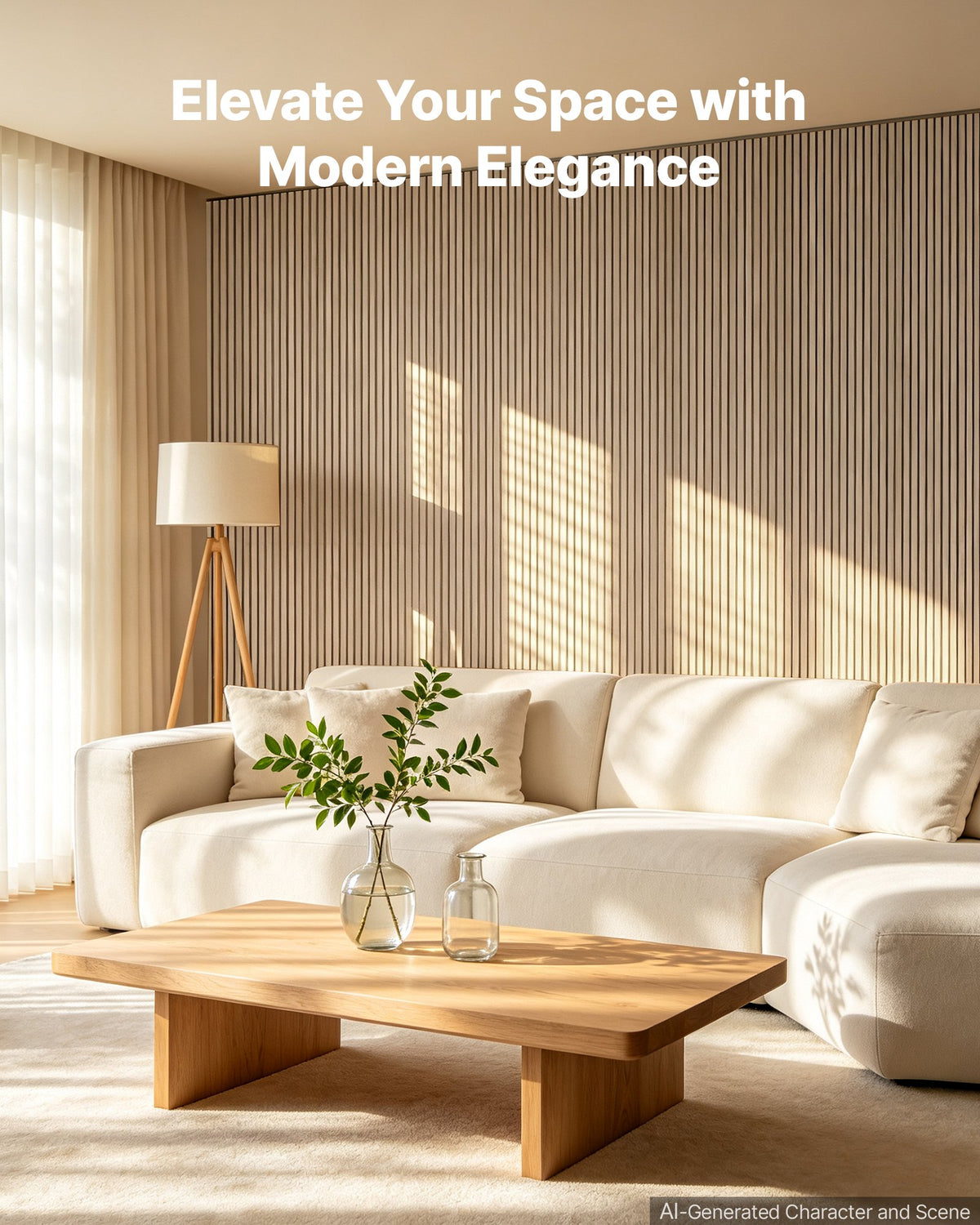 Wood Wall Panels, 1200 x 600 mm, Acoustic Slat Panels, Oak Finish, Sound Absorbing for Living Rooms, Bedrooms, Offices, Studios, Interior Wall Decor, MDF & PET Construction, Screw Kit, 6-Pack
