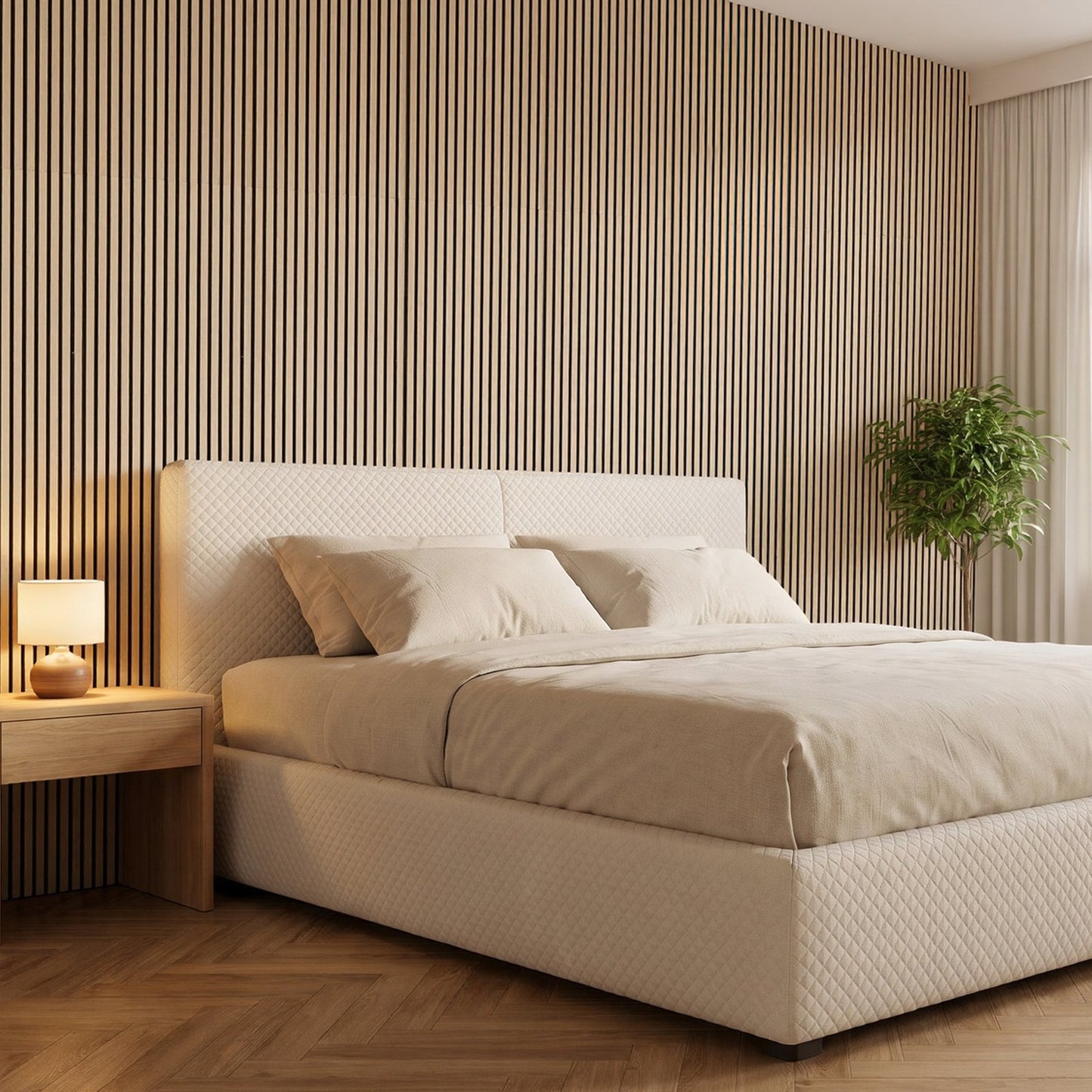 Wood Wall Panels, 1200 x 600 mm, Acoustic Slat Panels, Oak Finish, Sound Absorbing for Living Rooms, Bedrooms, Offices, Studios, Interior Wall Decor, MDF & PET Construction, Screw Kit, 6-Pack