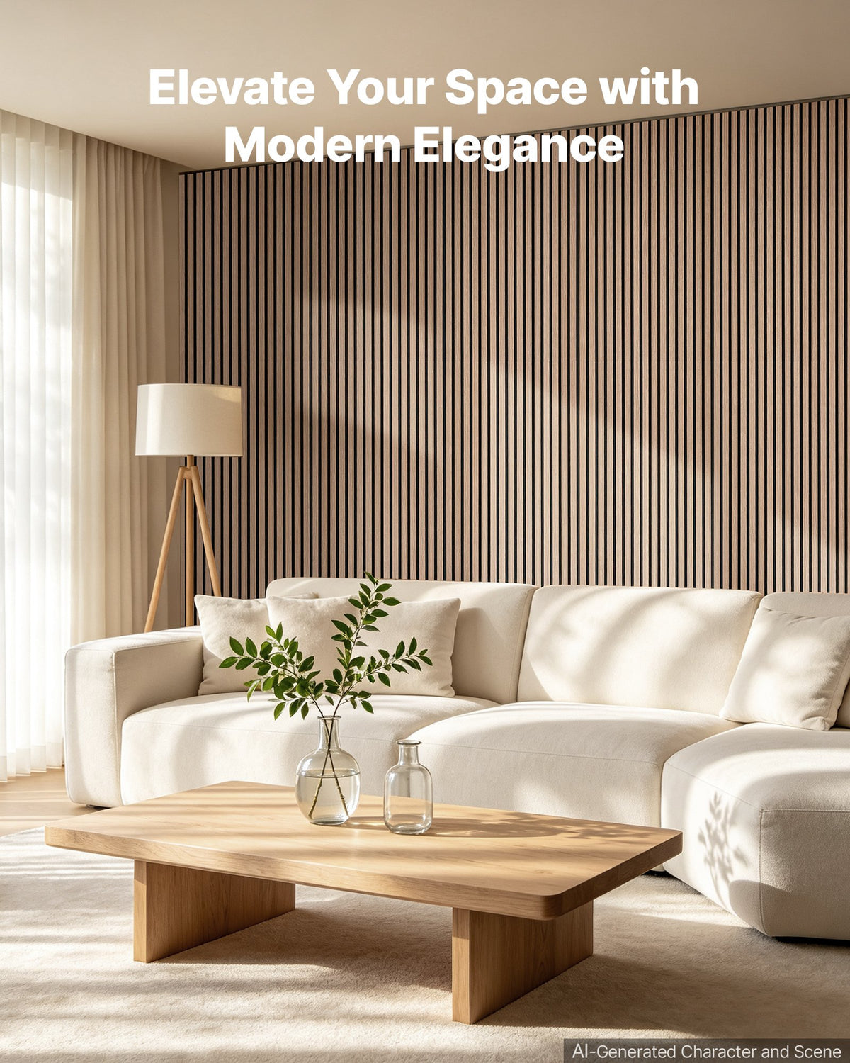 Wood Wall Panels, 1200 x 600 mm, Acoustic Slat Panels, Walnut, Sound Absorbing for Living Rooms, Bedrooms, Offices, Studios, Interior Wall Decor, MDF & PET Construction, Screw Kit, 6-Pack