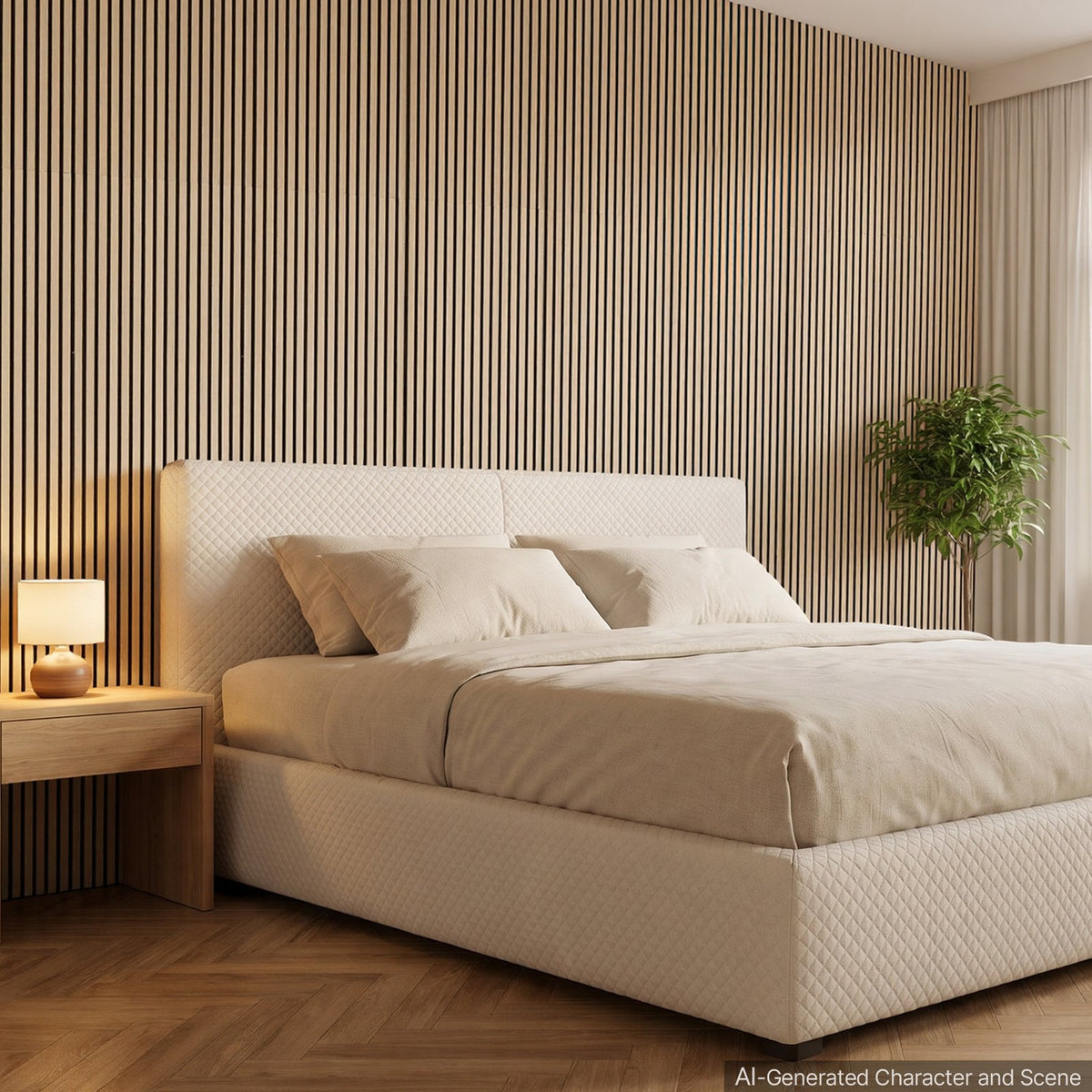 Wood Wall Panels, 2400 x 600 mm, Acoustic Slat Panels, Oak Finish, Sound Absorbing for Living Rooms, Bedrooms, Offices, Studios, Interior Wall Decor, MDF & PET Construction, Screw Kit, 2-Pack