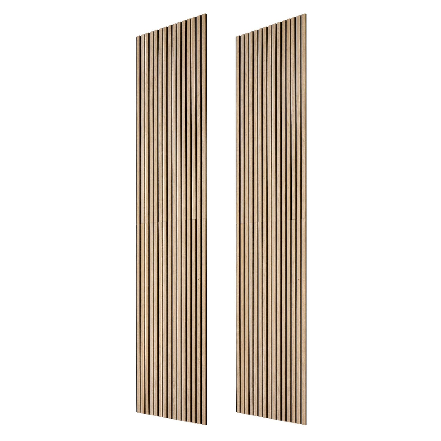 Wood Wall Panels, 2400 x 600 mm, Acoustic Slat Panels, Oak Finish, Sound Absorbing for Living Rooms, Bedrooms, Offices, Studios, Interior Wall Decor, MDF & PET Construction, Screw Kit, 2-Pack