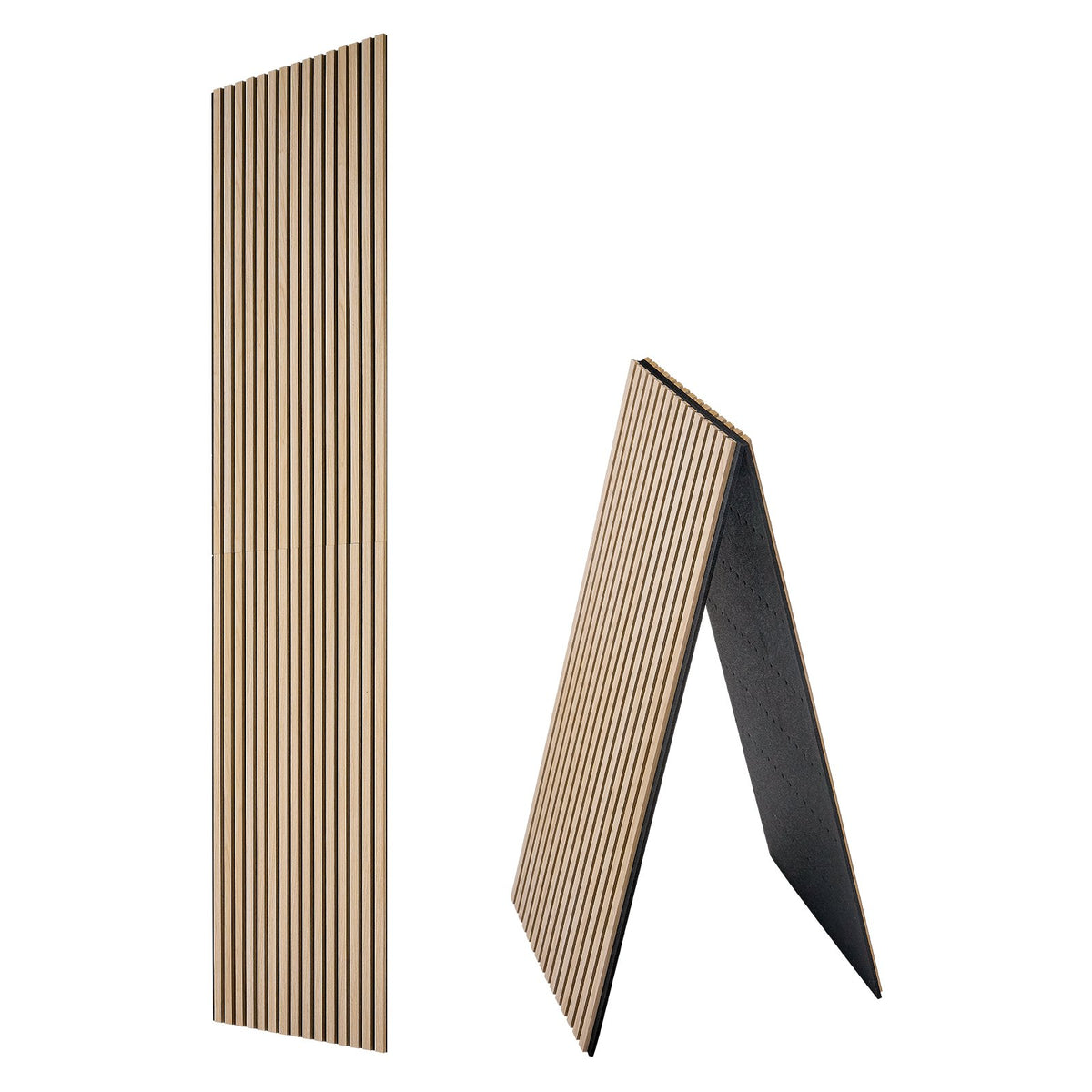 Wood Wall Panels, 2400 x 600 mm, Acoustic Slat Panels, Oak Finish, Sound Absorbing for Living Rooms, Bedrooms, Offices, Studios, Interior Wall Decor, MDF & PET Construction, Screw Kit, 2-Pack