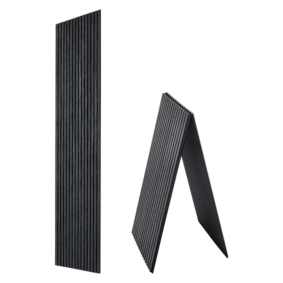 Wood Wall Panels, 2400 x 600 mm, Acoustic Slat Panels, Black Oak, Sound Absorbing for Living Rooms, Bedrooms, Offices, Studios, Interior Wall Decor, MDF & PET Construction, Screw Kit, 2-Pack