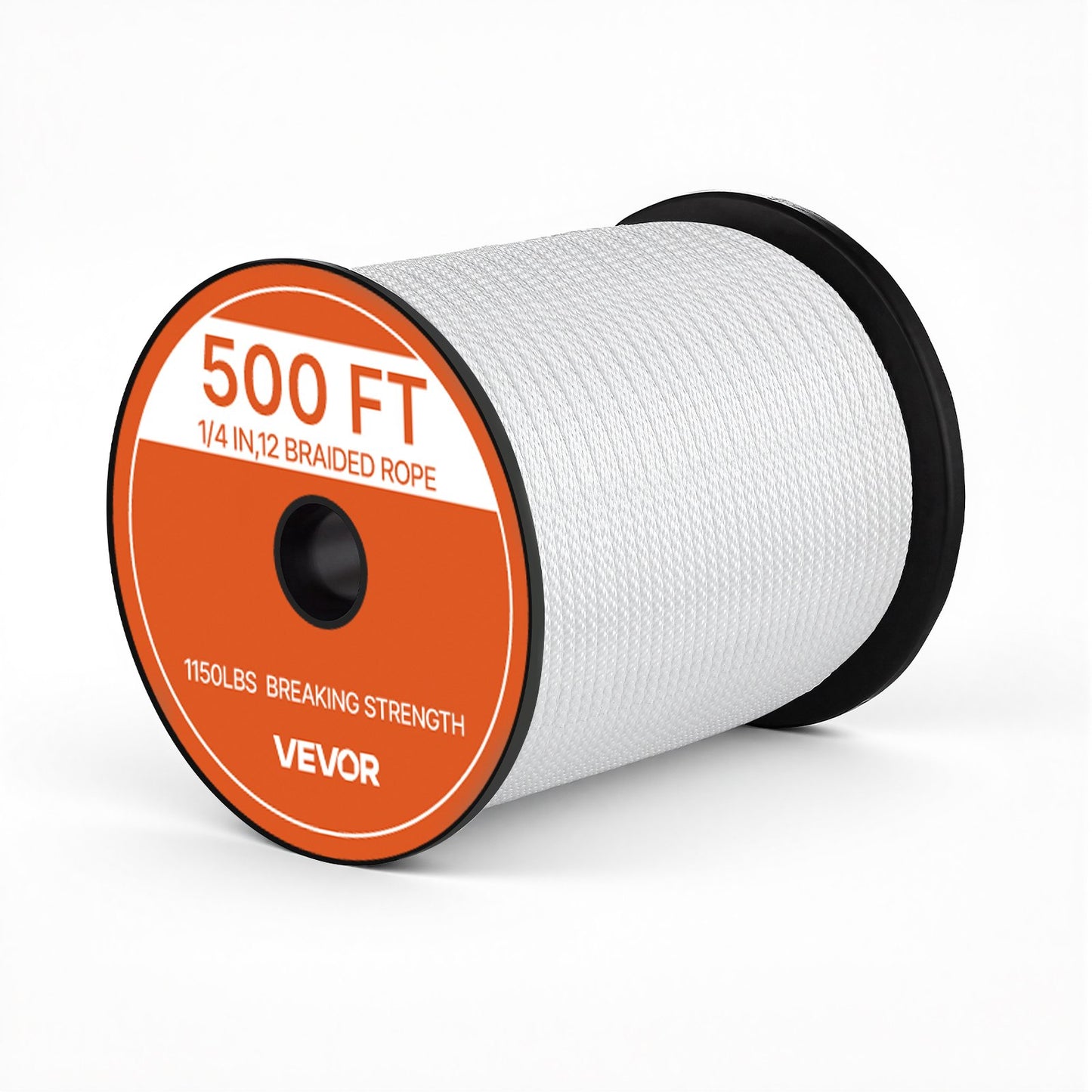 Polyester Rope 6.4 mm x 152 m Solid Braid Marine Utility Rope White, for Outdoor Boat Docking, 522 kg Breaking Strength, Heavy Duty Low Stretch Sun-Resistant Industrial Cord, Smooth Surface
