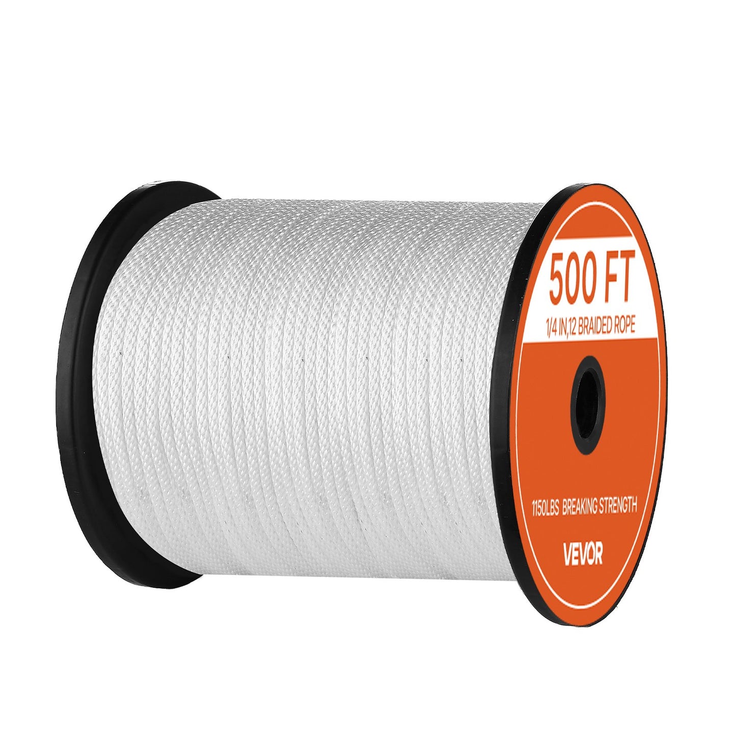 Polyester Rope 6.4 mm x 152 m Solid Braid Marine Utility Rope White, for Outdoor Boat Docking, 522 kg Breaking Strength, Heavy Duty Low Stretch Sun-Resistant Industrial Cord, Smooth Surface