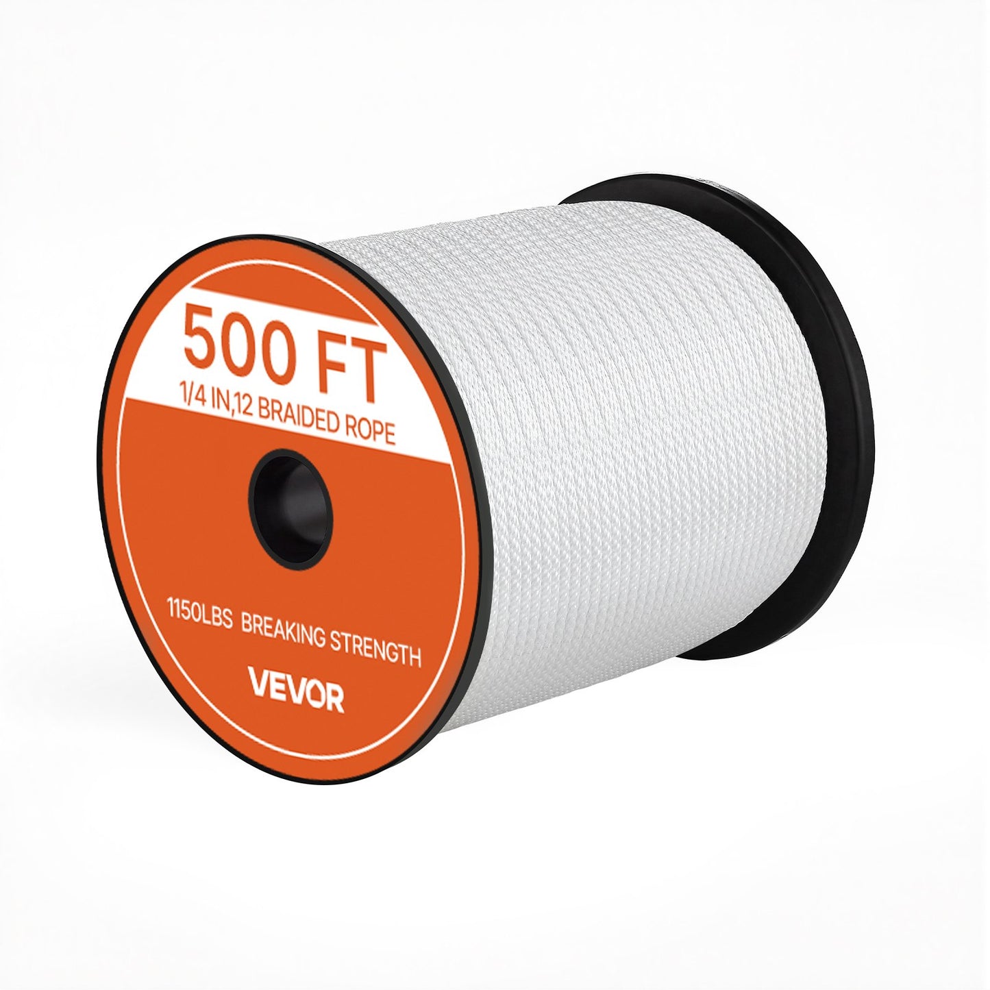 Polyester Rope 6.4 mm x 152 m Solid Braid Marine Utility Rope White, for Outdoor Boat Docking, 522 kg Breaking Strength, Heavy Duty Low Stretch Sun-Resistant Industrial Cord, Smooth Surface