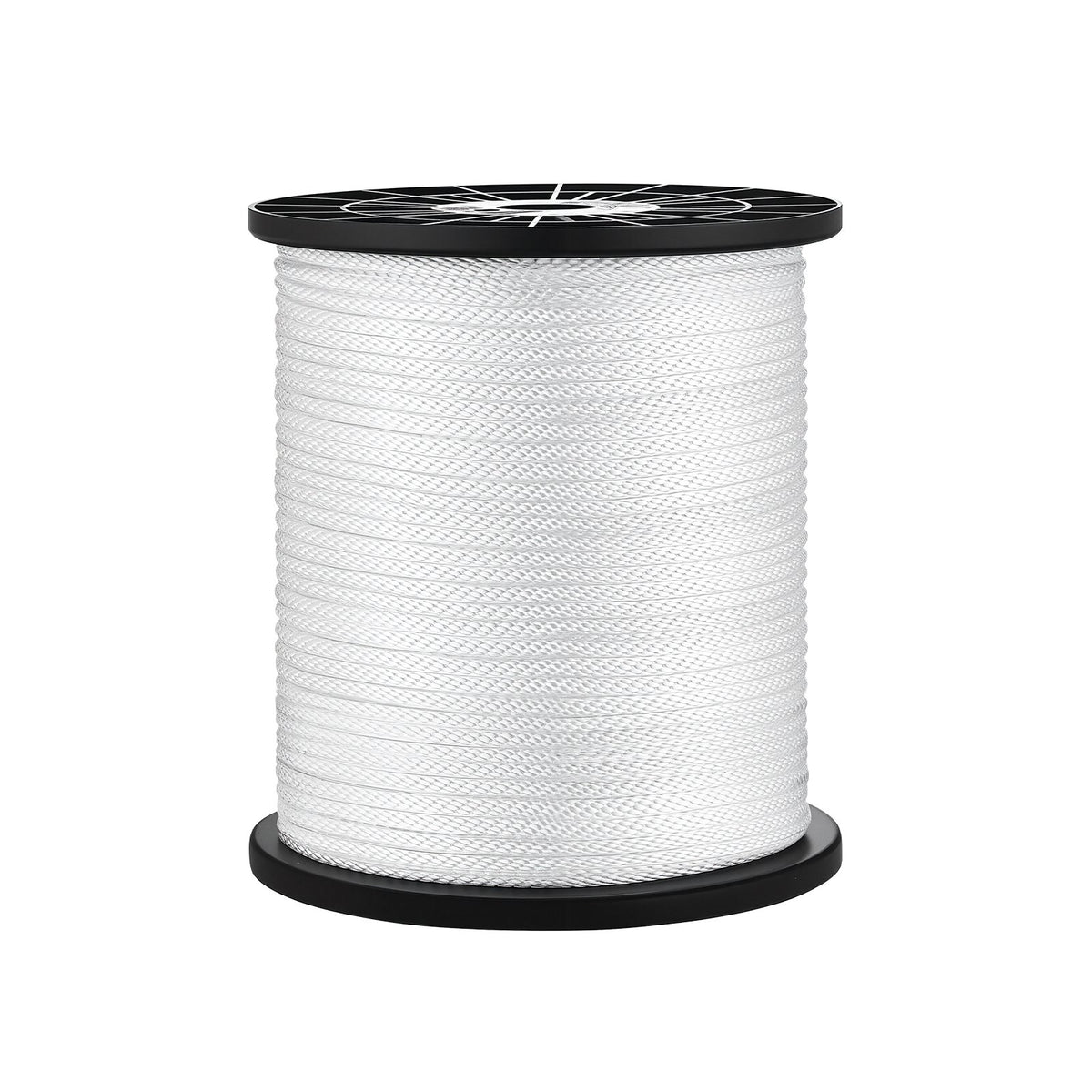 Polyester Rope 6.4 mm x 152 m Solid Braid Marine Utility Rope White, for Outdoor Boat Docking, 522 kg Breaking Strength, Heavy Duty Low Stretch Sun-Resistant Industrial Cord, Smooth Surface