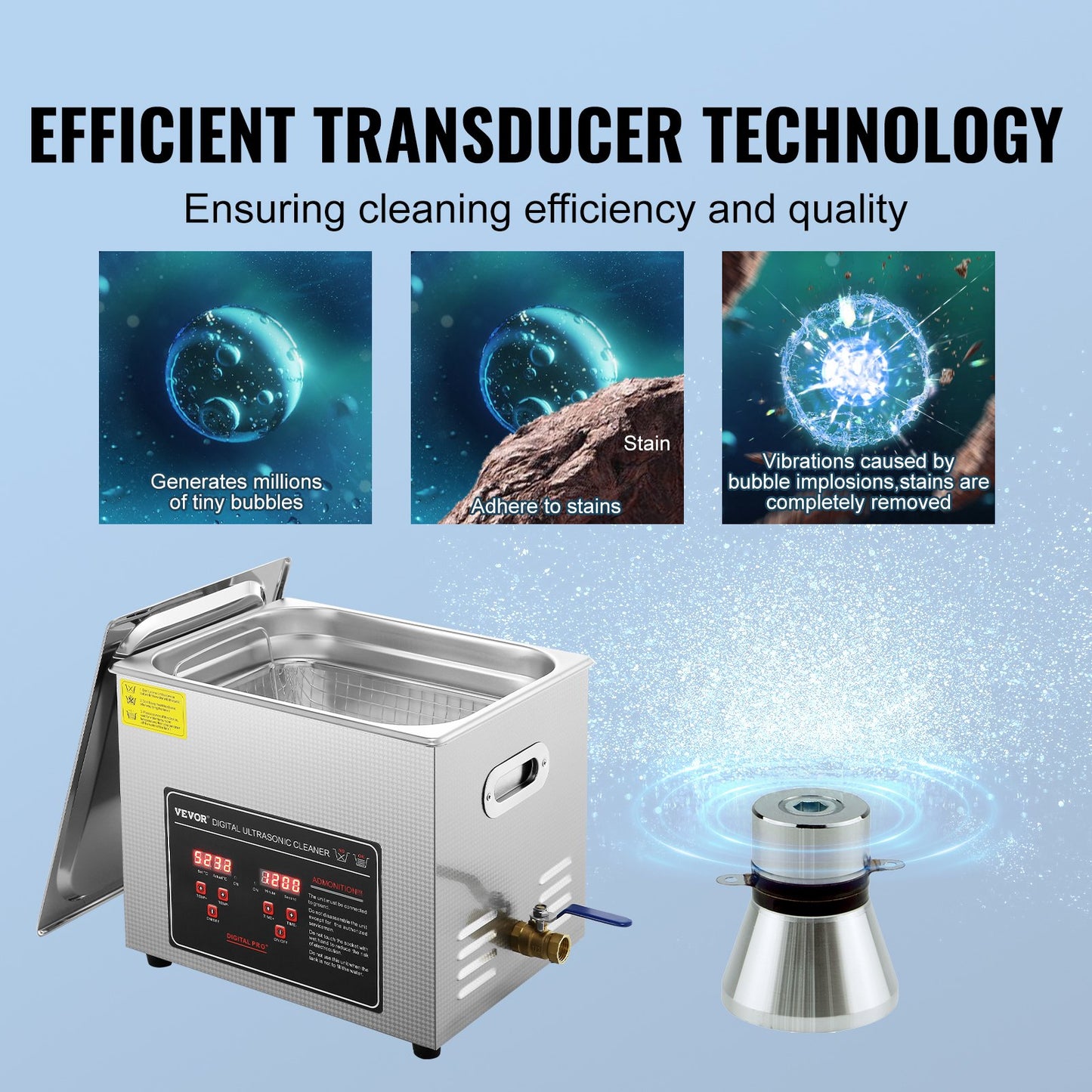 VEVOR Ultrasonic Cleaner with Digital Timer & Heater, Professional Ultra Sonic Jewelry
