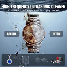 1.3L Ultrasonic Cleaner with Timer & Heater, 50W, 40kHz, Stainless Steel