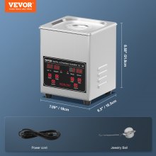 1.3L Ultrasonic Cleaner with Timer & Heater, 50W, 40kHz, Stainless Steel