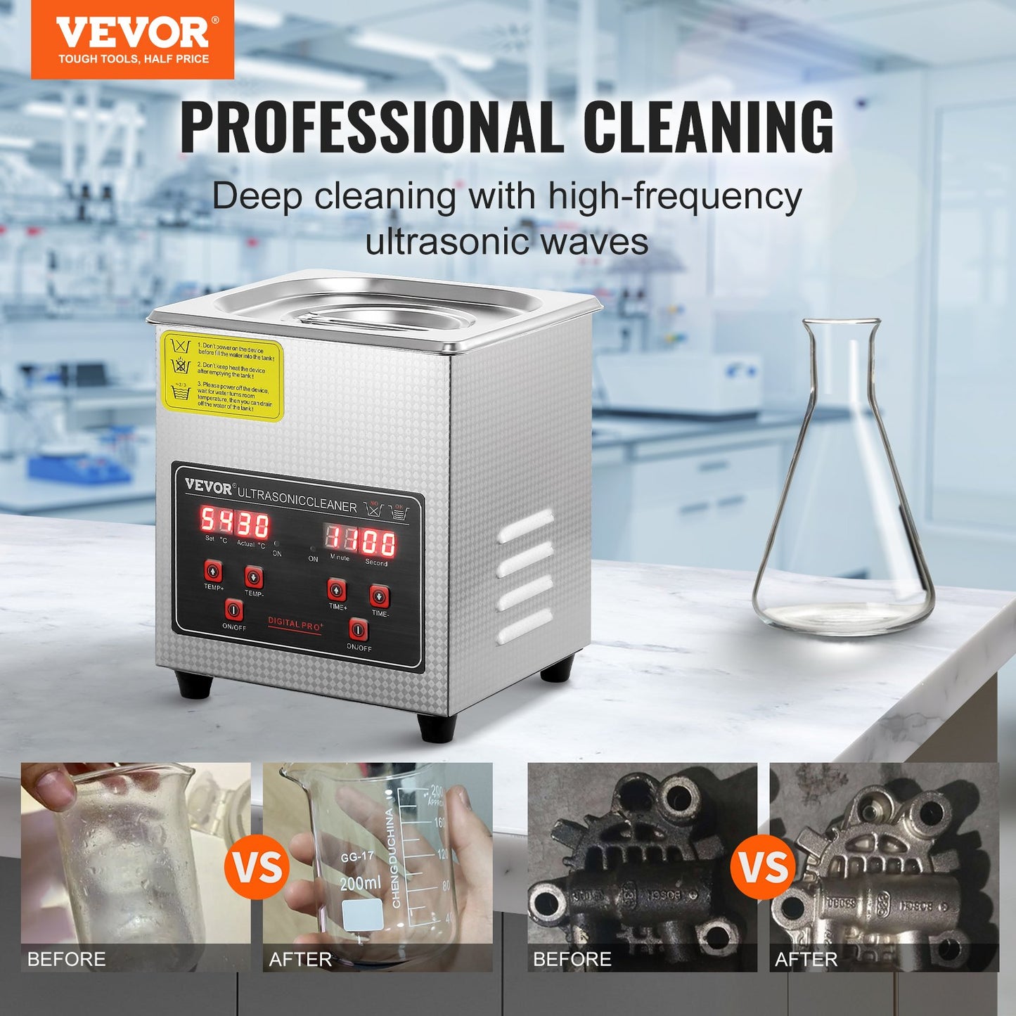 VEVOR Ultrasonic Cleaner with Digital Timer & Heater, Professional Ultra Sonic Jewelry