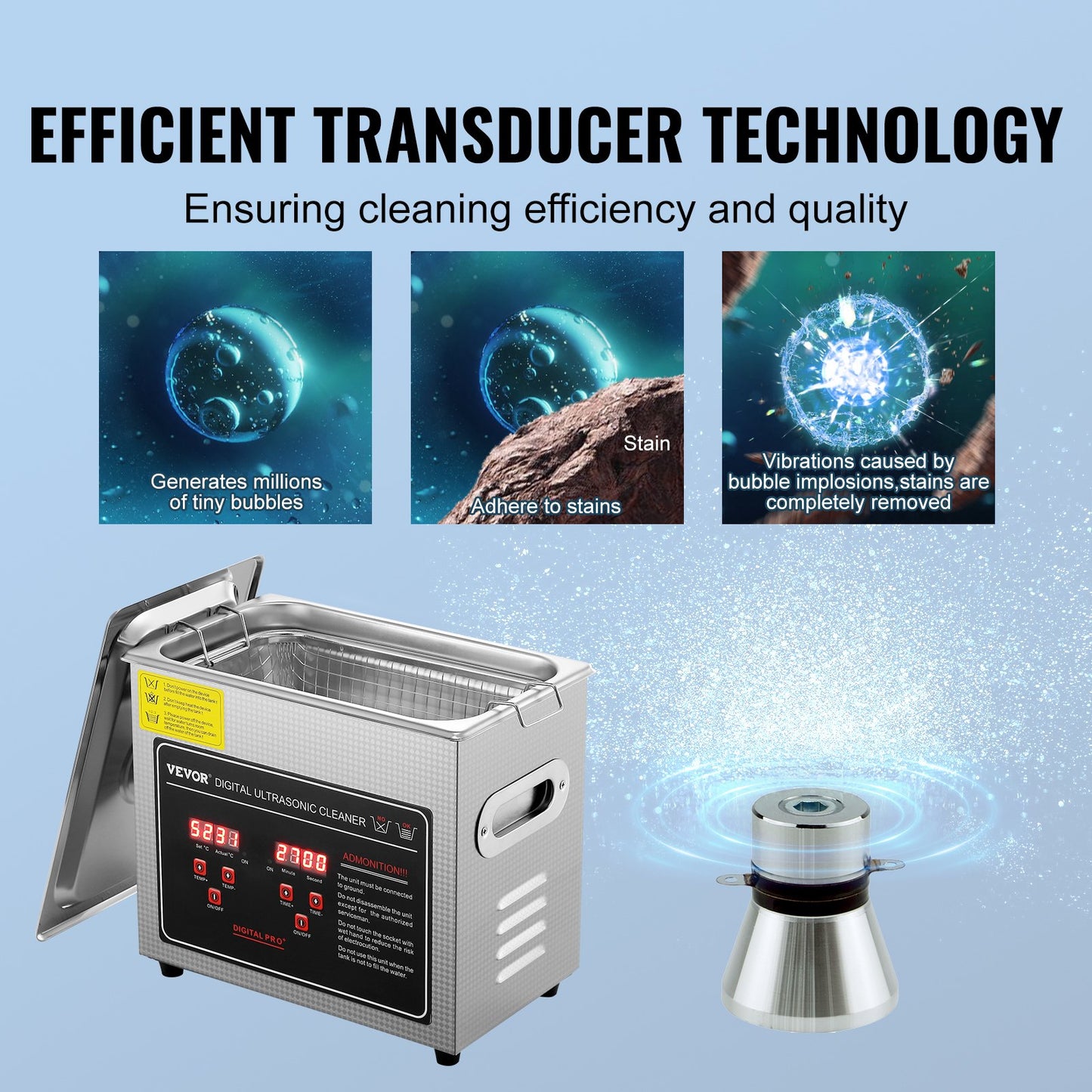 VEVOR Ultrasonic Cleaner with Digital Timer & Heater, Professional Ultra Sonic Jewelry