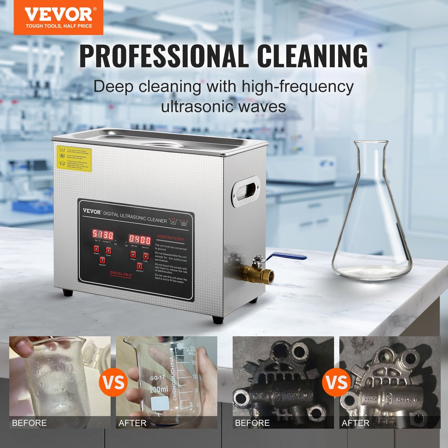 VEVOR Ultrasonic Cleaner with Digital Timer & Heater, Professional Ultra Sonic Jewelry