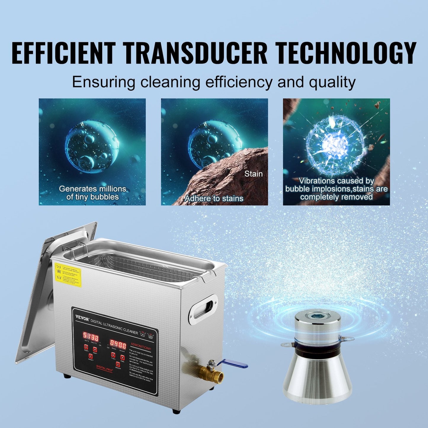 Professional 6L Ultrasonic Jewelry Cleaner with Digital Timer and Heater, Stainless Steel