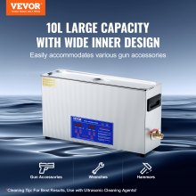 10L Ultrasonic Gun Cleaner with Heater, Timer, and 300W Power, 7.4 kg