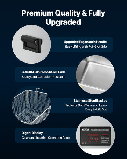 50L Ultrasonic Cleaner, Professional Ultrasonic Cleaner Machine with Cleaning Basket & Digital Display, 840W Stainless Steel Large Cleaning Machine with Wheels for Industrial Parts, Carburetors