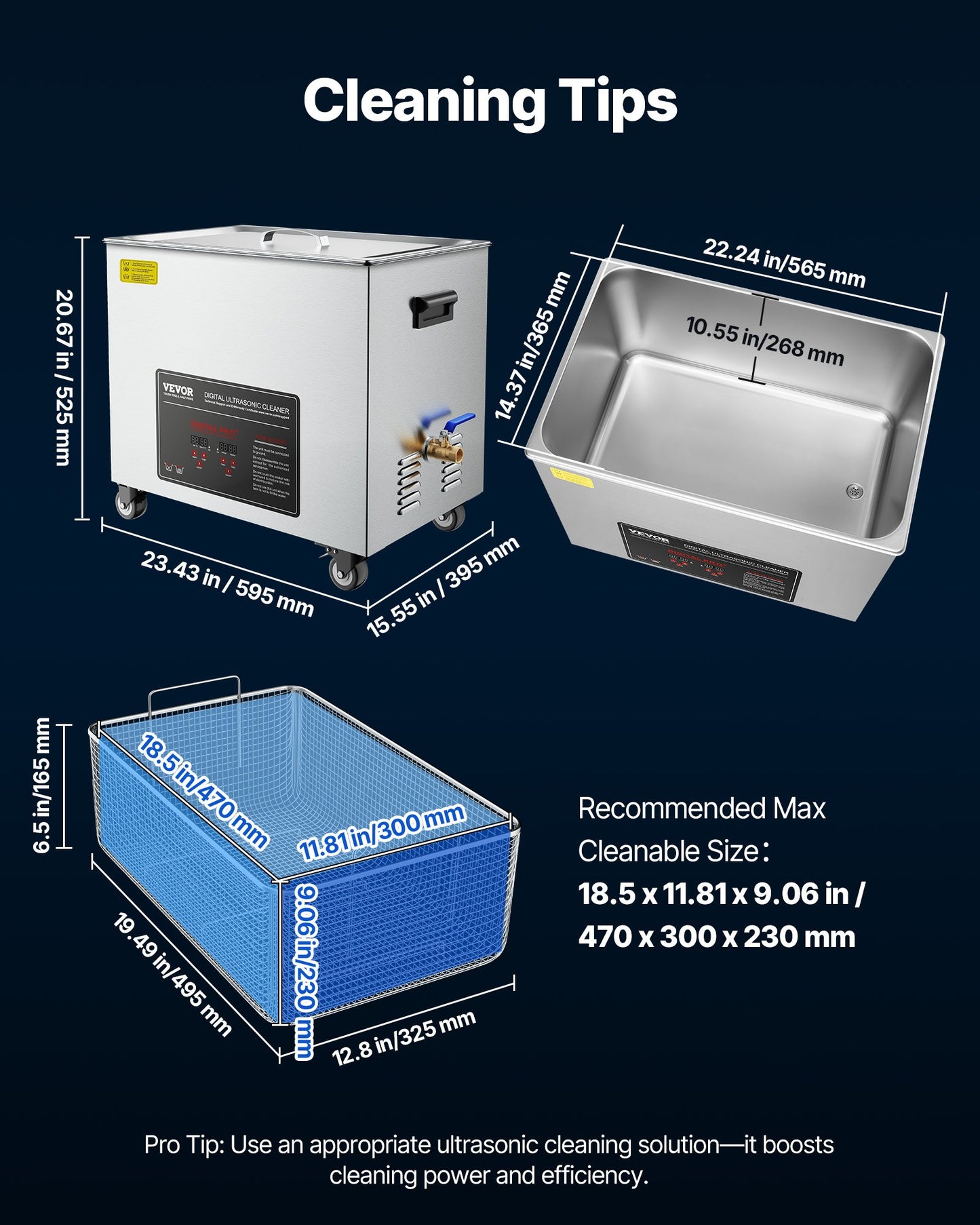 50L Ultrasonic Cleaner, Professional Ultrasonic Cleaner Machine with Cleaning Basket & Digital Display, 840W Stainless Steel Large Cleaning Machine with Wheels for Industrial Parts, Carburetors