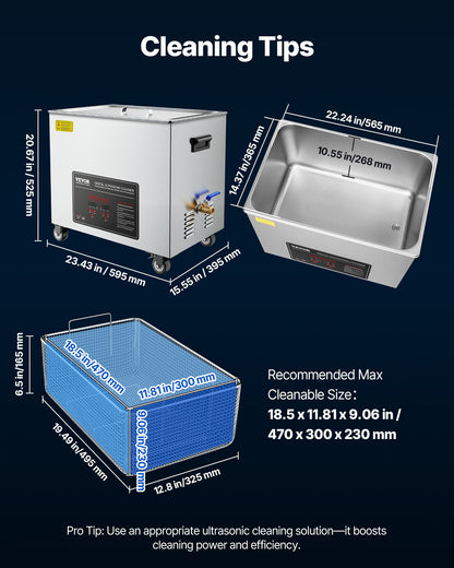 50L Ultrasonic Cleaner, Professional Ultrasonic Cleaner Machine with Cleaning Basket & Digital Display, 840W Stainless Steel Large Cleaning Machine with Wheels for Industrial Parts, Carburetors